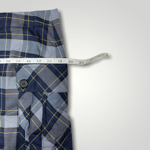 Land's End Plaid Navy Side Pleat Skirt  Skort Junior Misses Size 13 - Picture 9 of 13